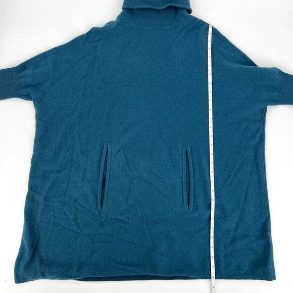 Garnet Hill Cashmere Teal Turtleneck Tunic Sweater Size XS - Picture 7 of 10